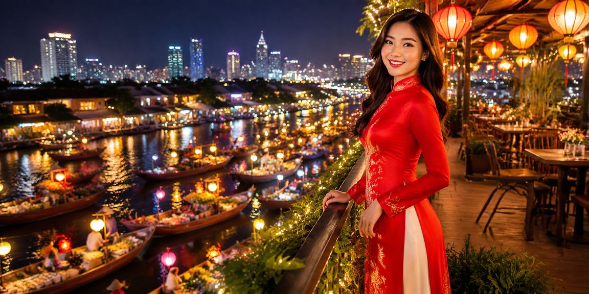 Người dùng Việt Nam trải nghiệm cá cược trực tuyến tại Đà Lạt với trang phục áo dài truyền thống
